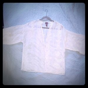 Chico's sheer white embroidered cover